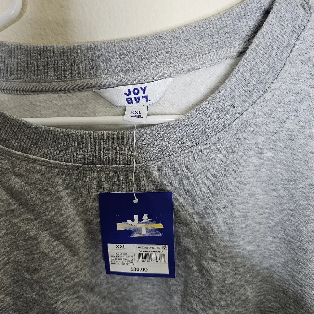 JoyLab Heather Gray Fleece Cropped Crewneck Sweatshirt Pullover